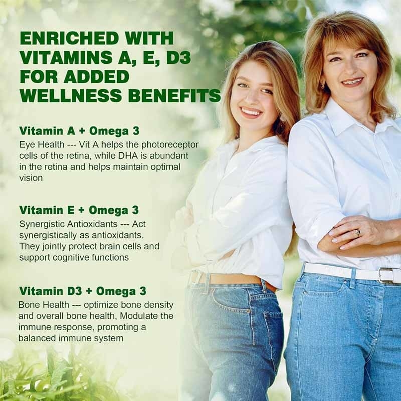 Apoyo OEM DHA Vitamina E A D3 para la articulación del ojo y el cerebro Algas Omega-3 2200mg Gumias