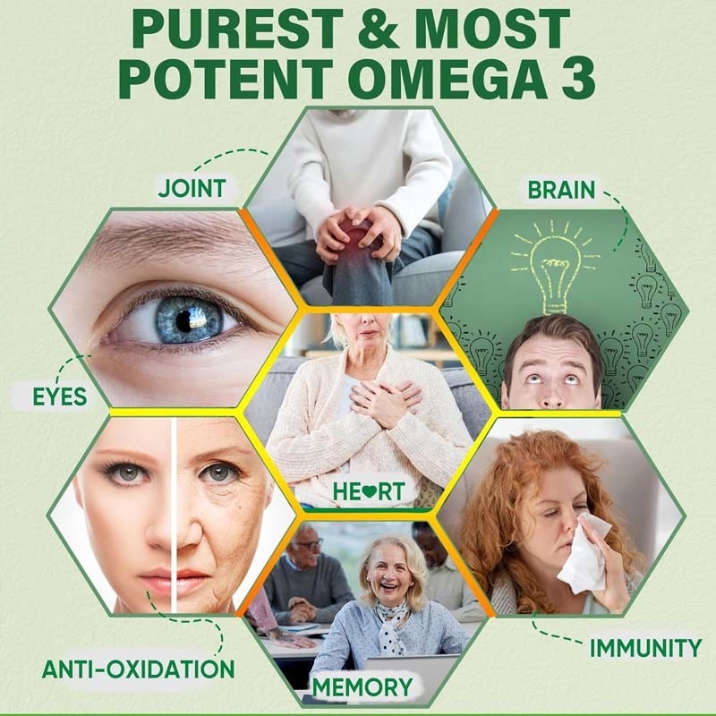 Apoyo OEM DHA Vitamina E A D3 para la articulación del ojo y el cerebro Algas Omega-3 2200mg Gumias
