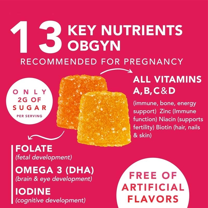 OEM DHA Folato Vitamina B C D Para el apoyo fetal y neuronal Embarazo Gomitas prenatales
