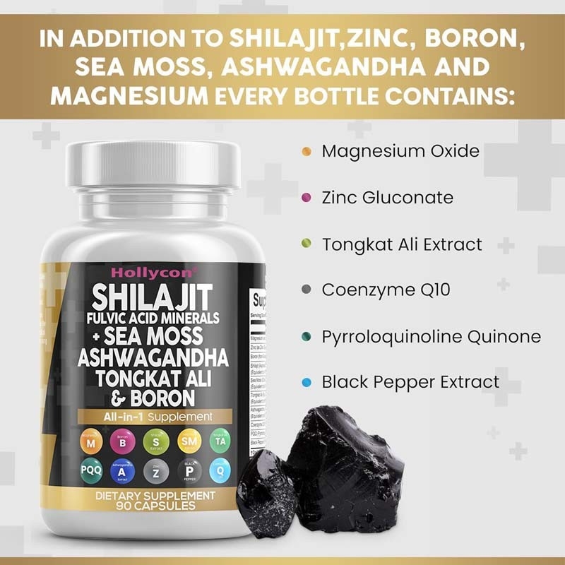 OEM Ashwagandha Tongkat Ali Borón Magnesio Para Hombres Cápsulas de Ácido Fúlvico Shilajit
