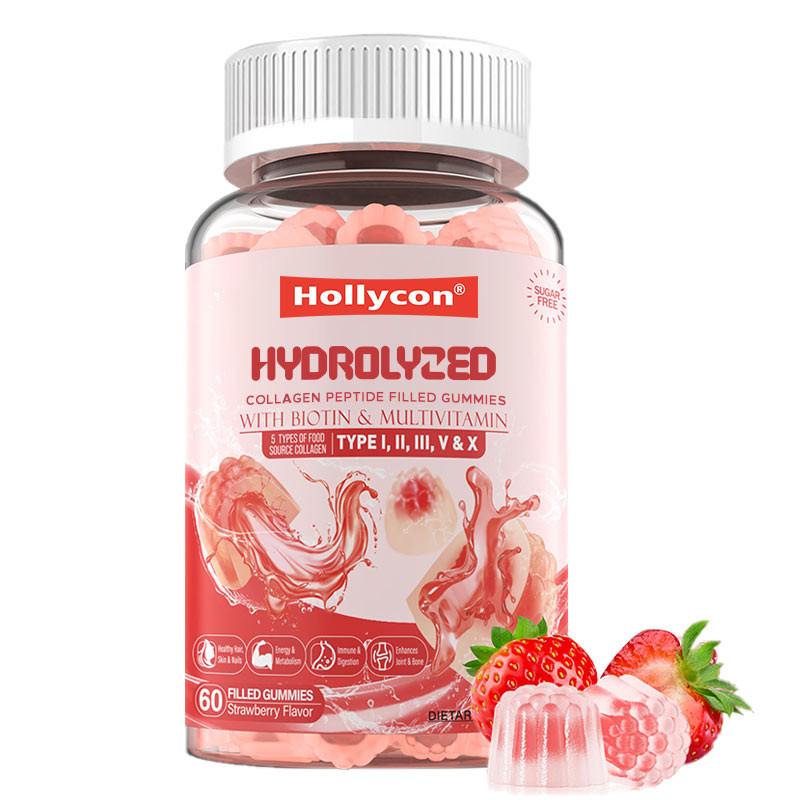 Péptido de colágeno hidrolizado sin azúcar lleno de proteína de goma de mascota tipo I,II,III,V,X con vitamina biotina