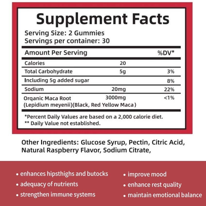 Apoyo inmunológico y equilibrio hormonal para mujeres Maca Root Gummies
