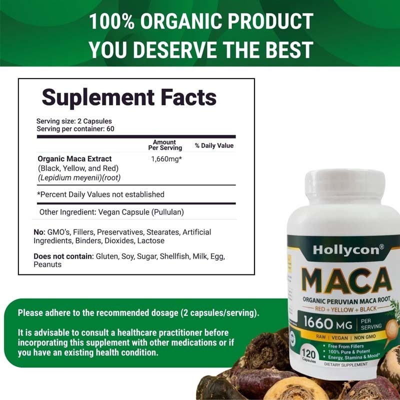 OEM Equilibrio hormonal cápsulas orgánicas de raíz de maca para mujeres y hombres cápsulas de raíz de maca