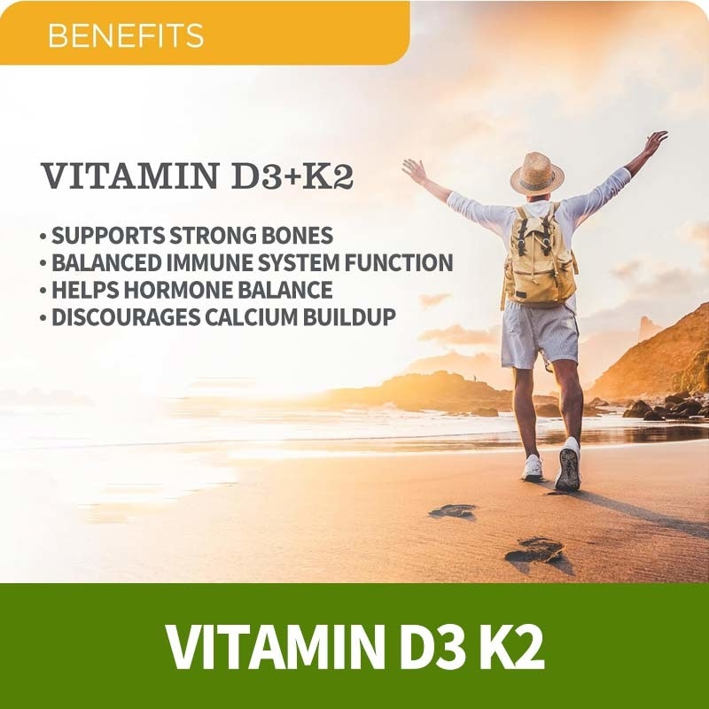 OEM Vegano Apoyo inmunológico Vitamina D3+K2 MK7 Dietético para adultos Vitamina D3 K2 cápsulas