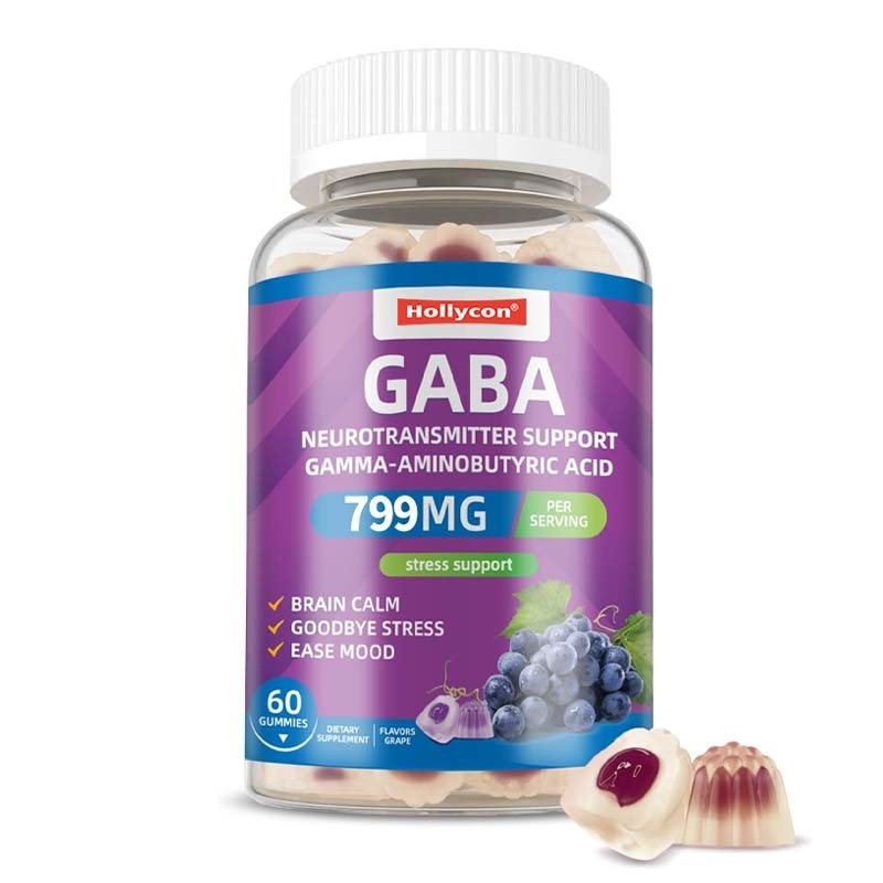 GABA de fábrica con L-teanina 5-HTP Vitaminas D3 B12 alivio del estrés Gomitas para dormir