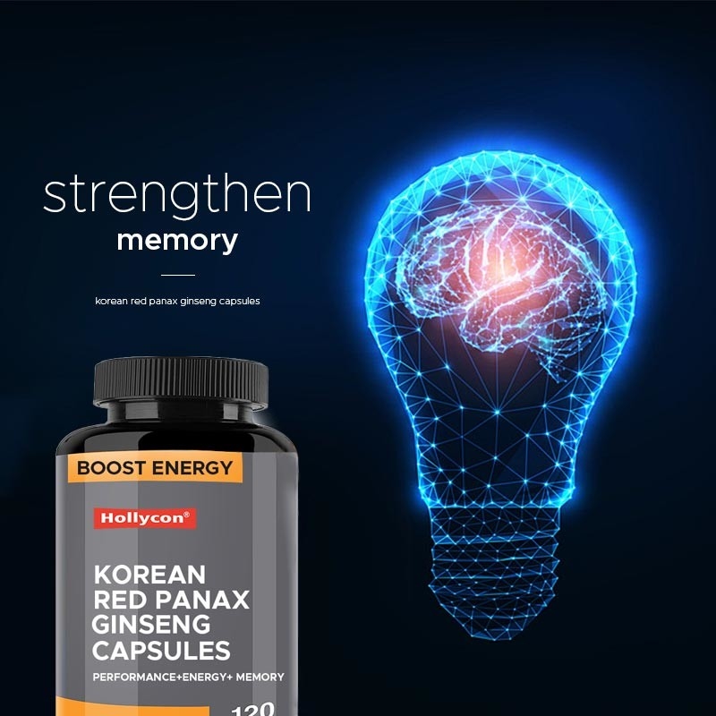 OEM Coreano Rojo Panax Ginseng Cápsulas Ginkgo Biloba Aumentar la energía Concentrar la memoria para hombres y mujeres