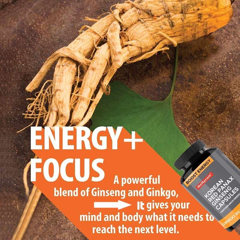 OEM Coreano Rojo Panax Ginseng Cápsulas Ginkgo Biloba Aumentar la energía Concentrar la memoria para hombres y mujeres