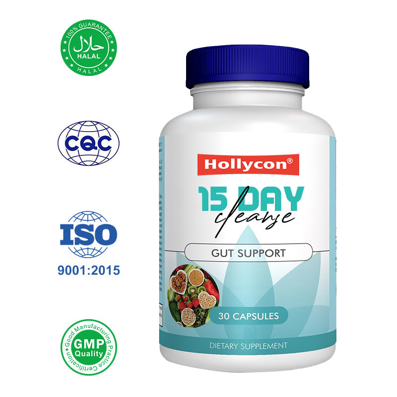 OEM Hollycon 15 días de limpieza cápsulas intestino y colon Senna hoja de apoyo intestino limpieza desintoxicación