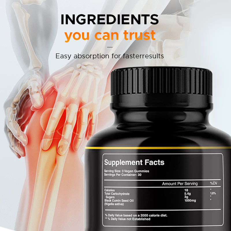 Suplemento de aceite de semilla de semilla negra Gumias orgánicas de aceite de semilla de semilla negra para el apoyo inmunológico