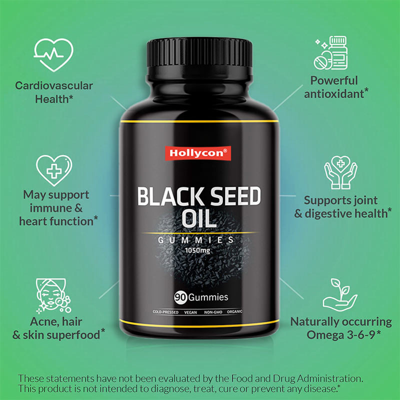 Suplemento de aceite de semilla de semilla negra Gumias orgánicas de aceite de semilla de semilla negra para el apoyo inmunológico