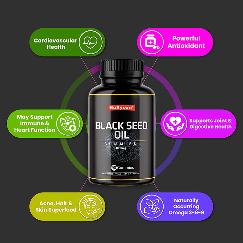 Suplemento de aceite de semilla de semilla negra Gumias orgánicas de aceite de semilla de semilla negra para el apoyo inmunológico