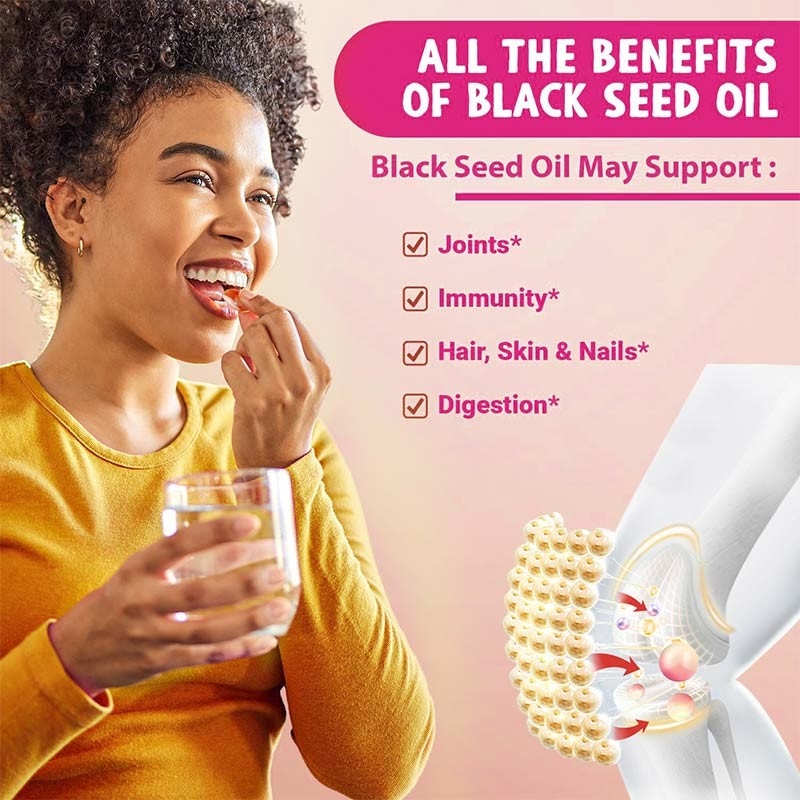 Aceite de semilla de comino negro Softgels 1000mg Aceite de semilla de comino negro para el apoyo inmunológico