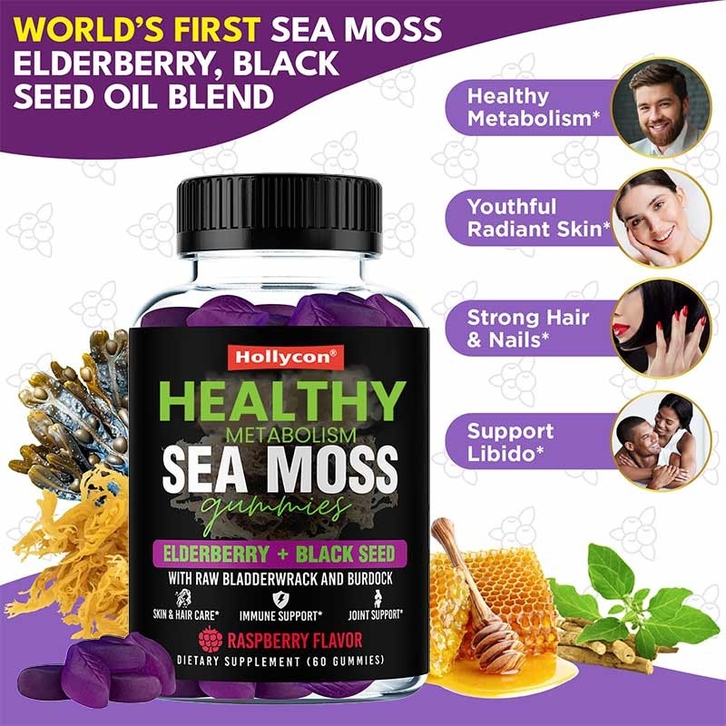Gumas de musgo marino para el cabello fuerte Musgo marino irlandés para el apoyo inmunológico