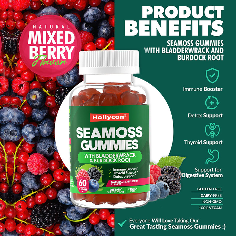 Goma de musgo de mar irlandés 1000mg Bladderwrack Goma de musgo de mar para el apoyo digestivo