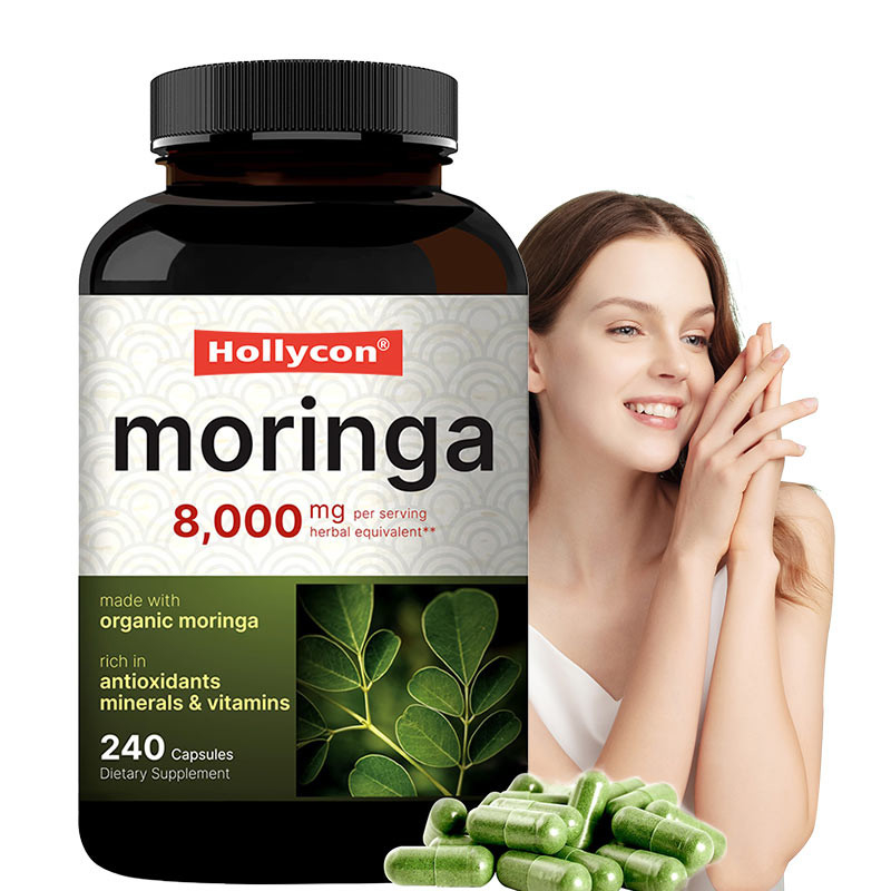 Polvo de hojas de moringa orgánica Suplemento de hojas de moringa extracto OEM Salud de la piel Antioxidante inmune