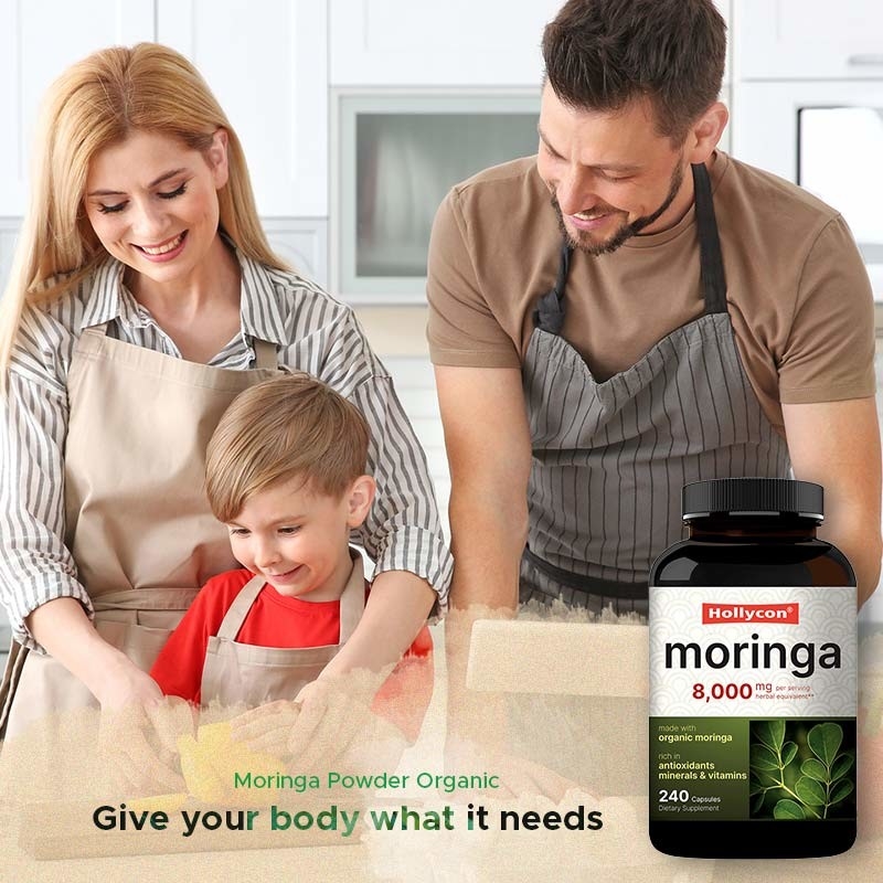 Polvo de hojas de moringa orgánica Suplemento de hojas de moringa extracto OEM Salud de la piel Antioxidante inmune