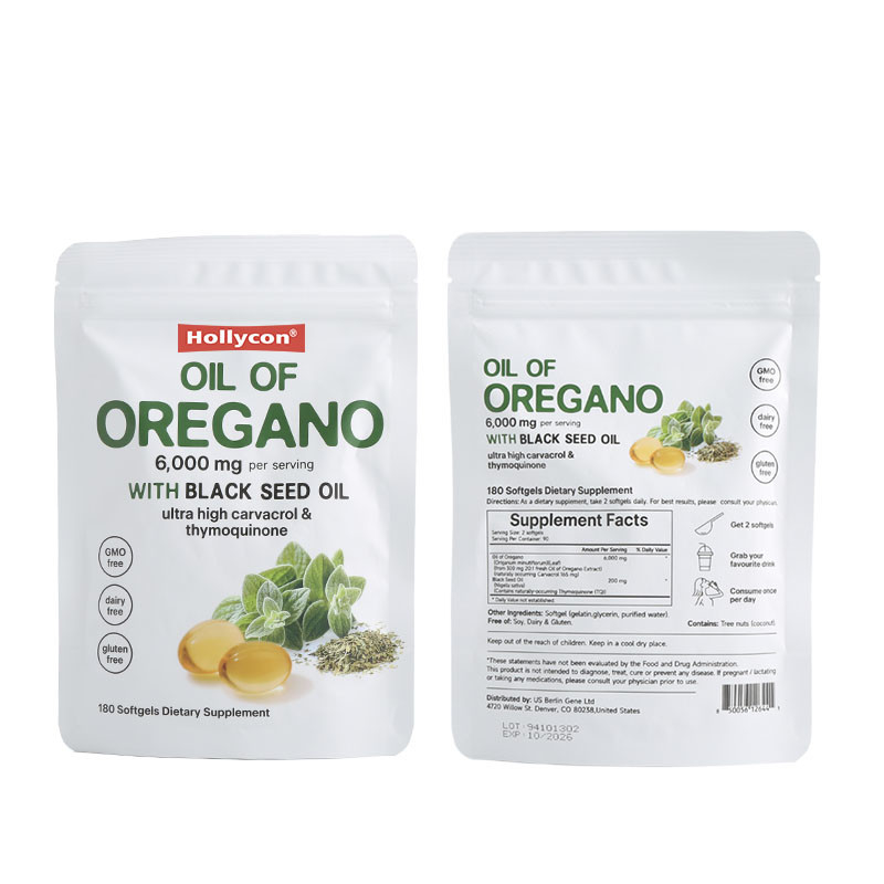 Aceite de orégano orgánico geles suaves 6000mg Aceite de orégano geles suaves para el apoyo inmunológico