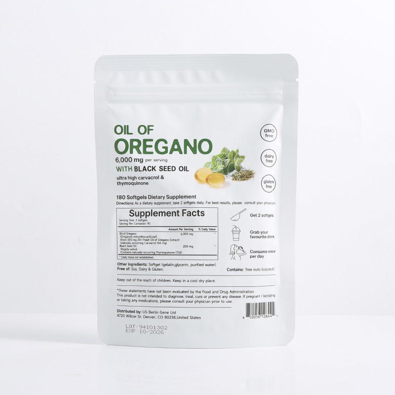 Aceite de orégano orgánico geles suaves 6000mg Aceite de orégano geles suaves para el apoyo inmunológico