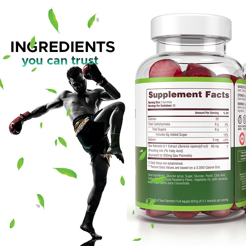 Saw Palmetto Gummies para hombres y mujeres Equilibrio hormonal Saw Palmetto Suplemento