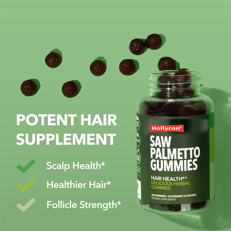 Saw Palmetto Gummies para la salud del cuero cabelludo 75 mg de extracto de Saw Palmetto para el apoyo del cabello
