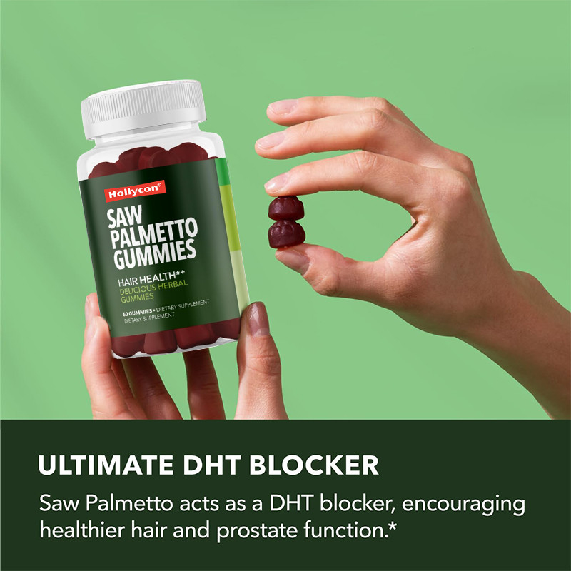 Saw Palmetto Gummies para la salud del cuero cabelludo 75 mg de extracto de Saw Palmetto para el apoyo del cabello
