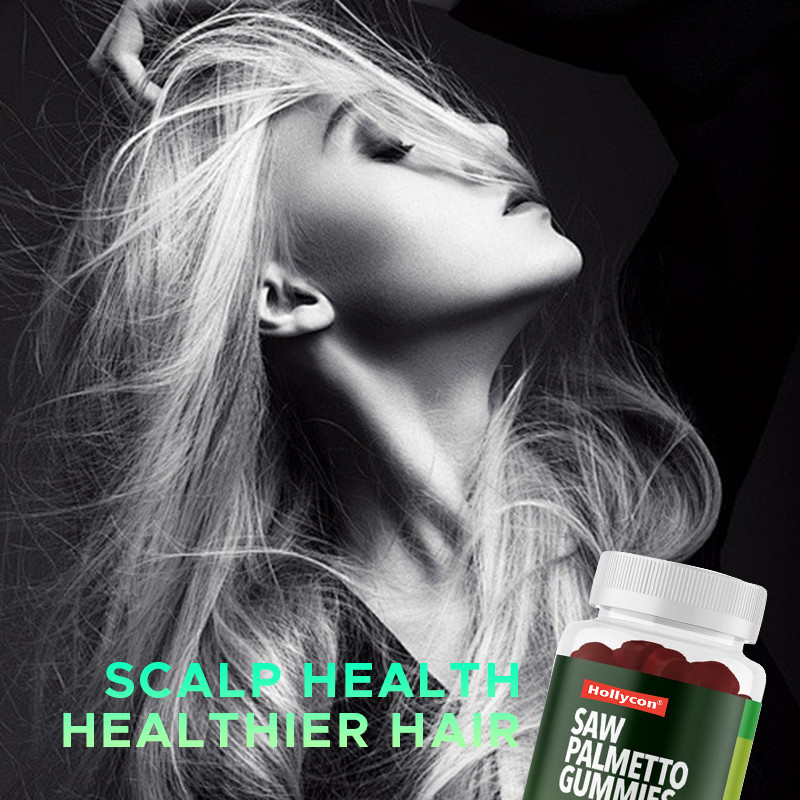 Saw Palmetto Gummies para la salud del cuero cabelludo 75 mg de extracto de Saw Palmetto para el apoyo del cabello