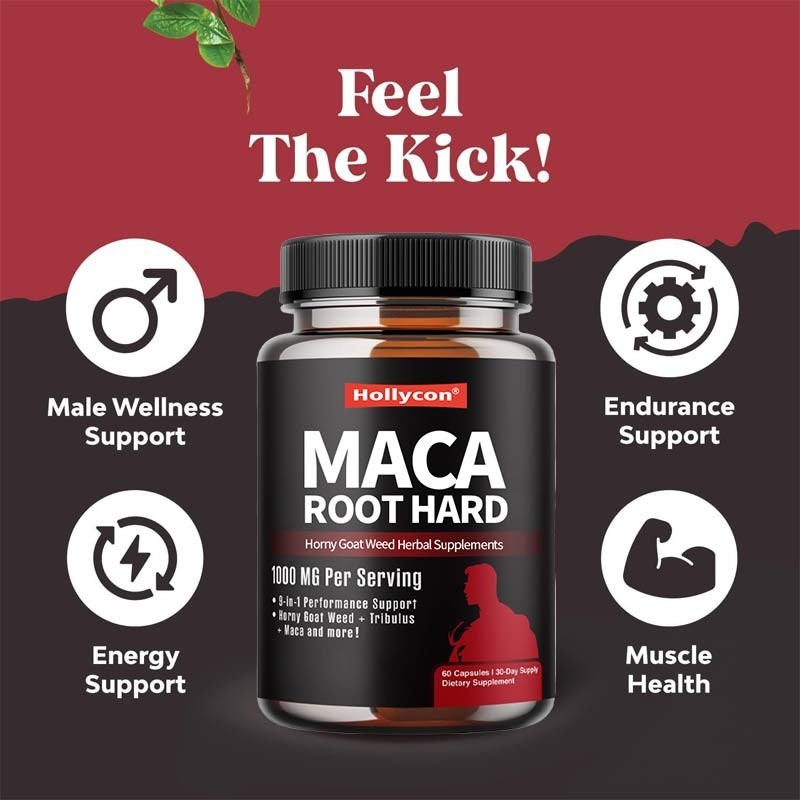 Propiedad privada Maca Suplementos de hierbas Horny Goat Weed cápsulas duras para aumentar la energía