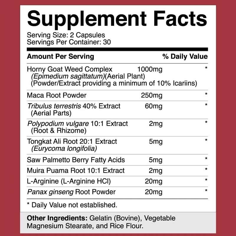Propiedad privada Maca Suplementos de hierbas Horny Goat Weed cápsulas duras para aumentar la energía