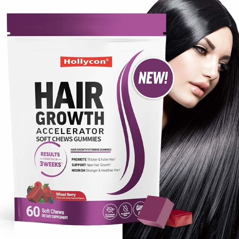 Acelerador de crecimiento del cabello masticación suave gomas para el crecimiento del cabello gomas para la fuerza del cabello