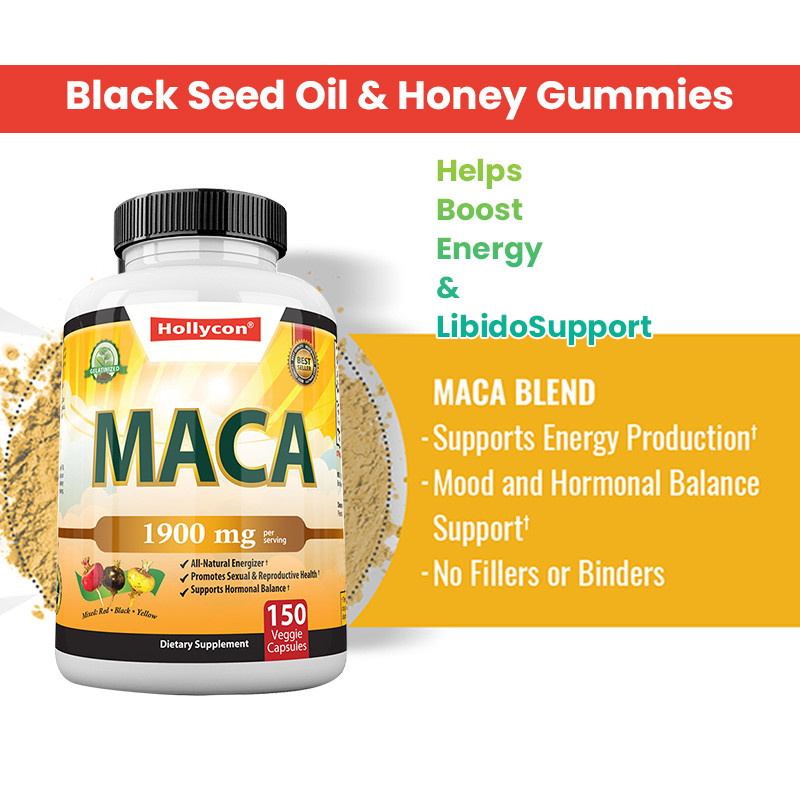 Cápsulas de raíz de maca cápsulas de energía poderosas para hombres estado de ánimo y equilibrio hormonal
