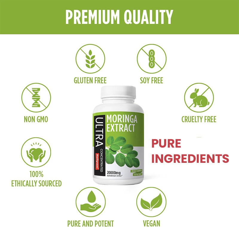Las cápsulas de moringa pura de fábrica apoyan la inmunidad digestiva Las cápsulas de polvo de moringa