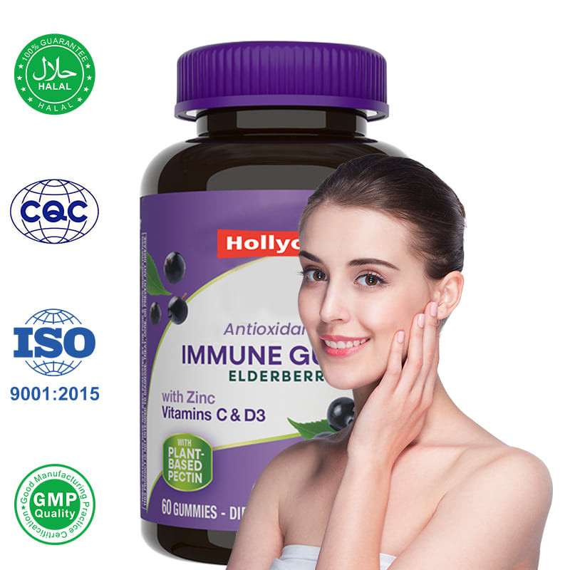 Fabricante Sambucus Black Elderberry Gummies para Niños Suplemento vitamínico de apoyo inmunológico Antioxidante