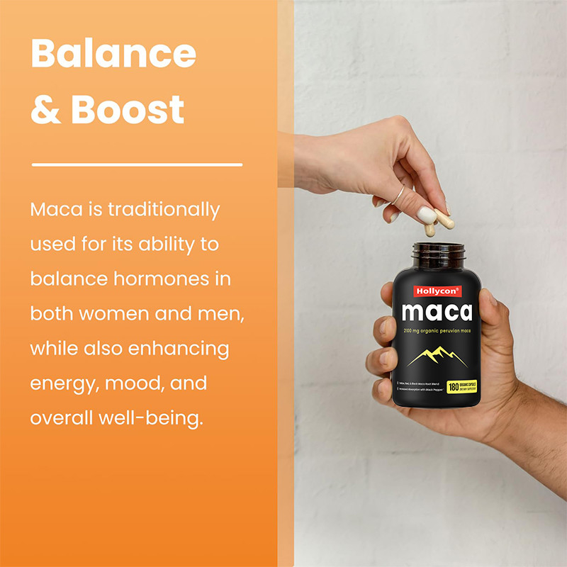 Cápsulas de raíz de maca para hombres 2100 mg mezcla orgánica de raíz de maca para apoyar el estado de ánimo
