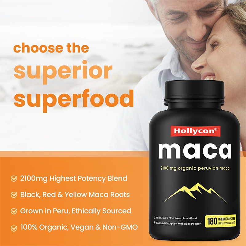 Cápsulas de raíz de maca para hombres 2100 mg mezcla orgánica de raíz de maca para apoyar el estado de ánimo