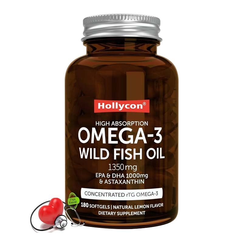 Triglicéridos Omega 3 Aceite de pescado silvestre para la función cerebral Corazón Ojo y salud de la piel