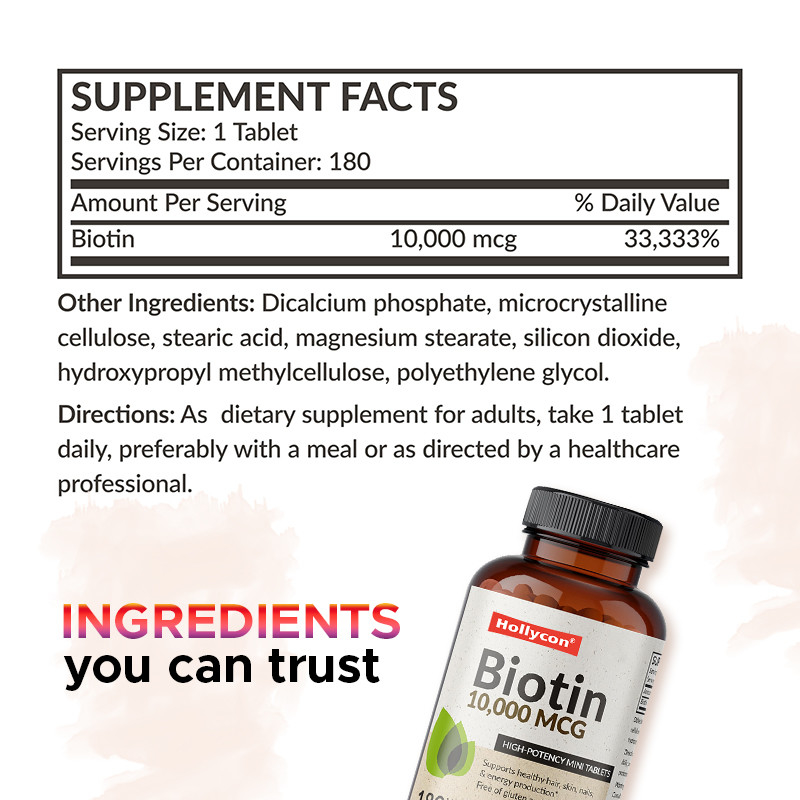 Las cápsulas de biotina OEM para el crecimiento del cabello 10.000mcg Biotina para la piel y las uñas sanas
