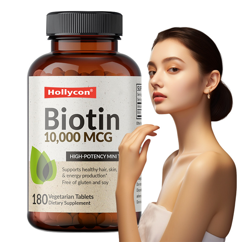 Las cápsulas de biotina OEM para el crecimiento del cabello 10.000mcg Biotina para la piel y las uñas sanas