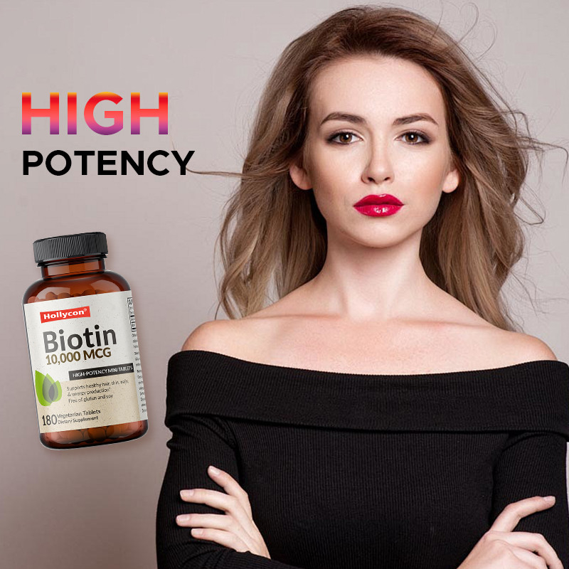 Las cápsulas de biotina OEM para el crecimiento del cabello 10.000mcg Biotina para la piel y las uñas sanas