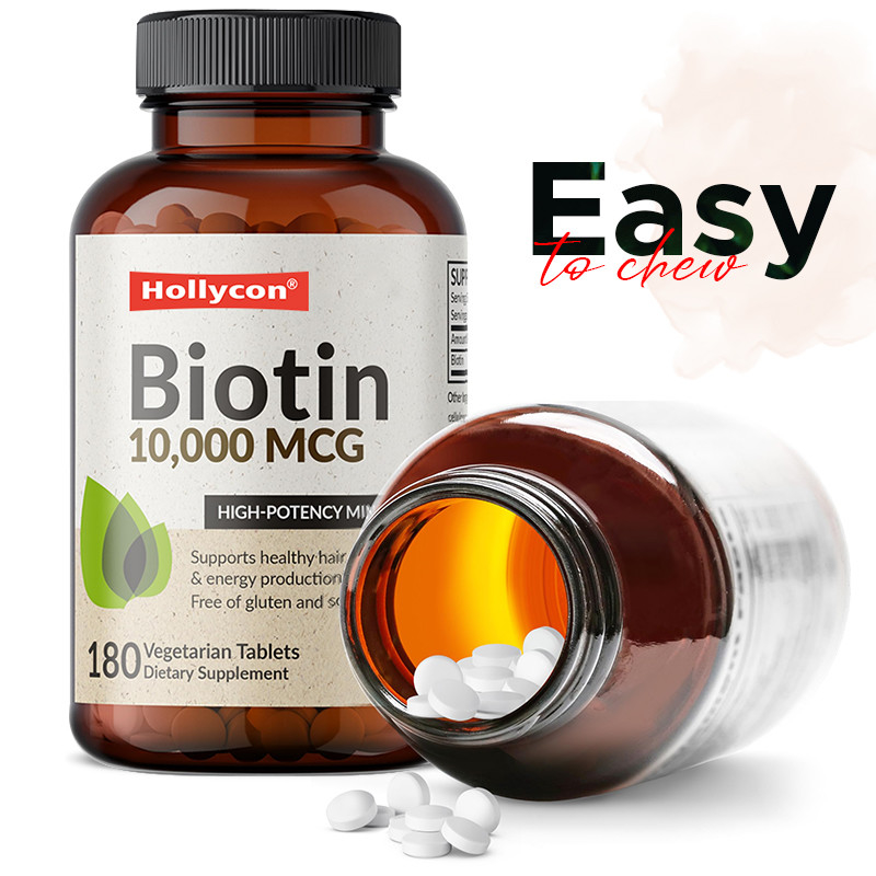Las cápsulas de biotina OEM para el crecimiento del cabello 10.000mcg Biotina para la piel y las uñas sanas