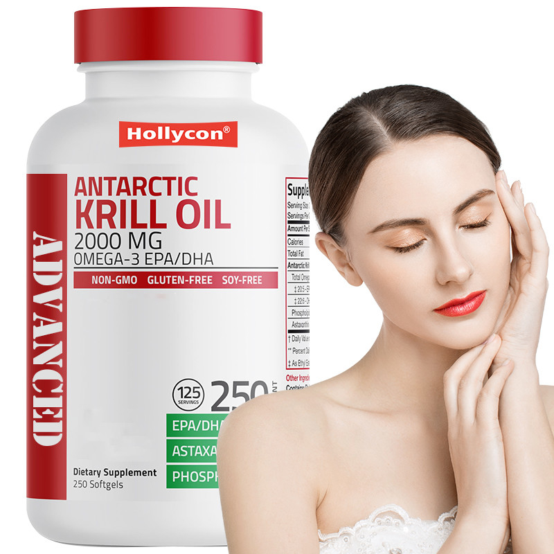 Aceite de Krill Antártico para apoyar la salud general 2000mg Aceite de Krill Antártico Softgels