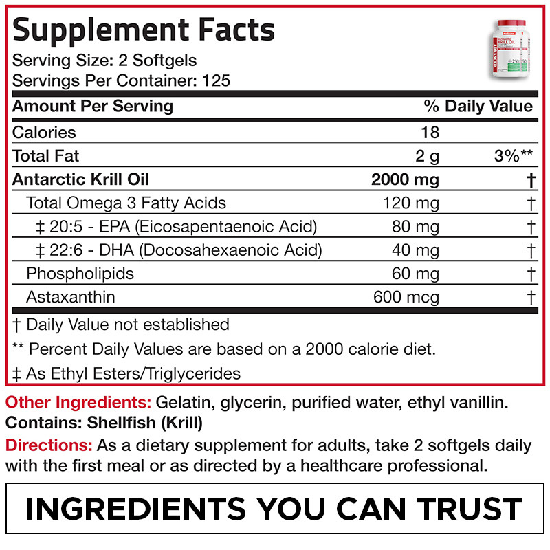 Aceite de Krill Antártico para apoyar la salud general 2000mg Aceite de Krill Antártico Softgels