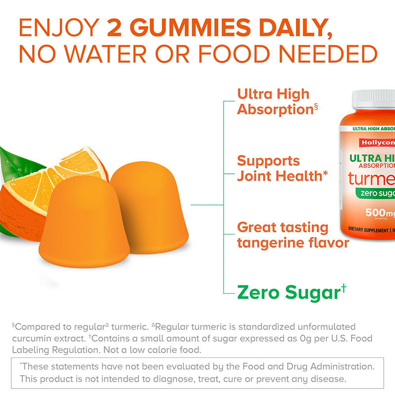 OEM Gummies de cúrcuma sin azúcar para el apoyo óseo Gummies de extracto complejo de cúrcuma
