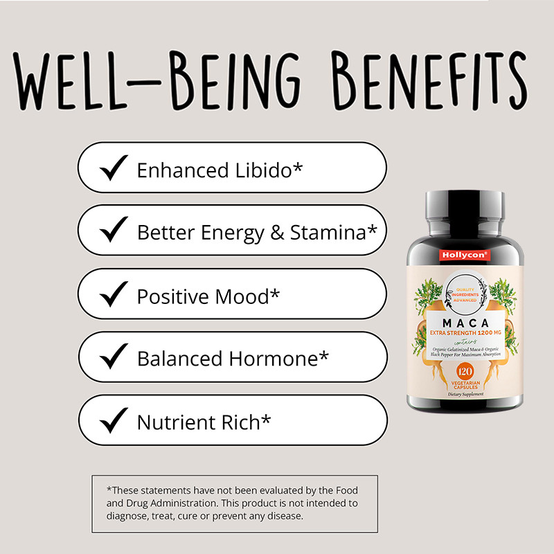 Capsulas de Maca en polvo para el equilibrio hormonal 1500 mg Capsulas de Maca