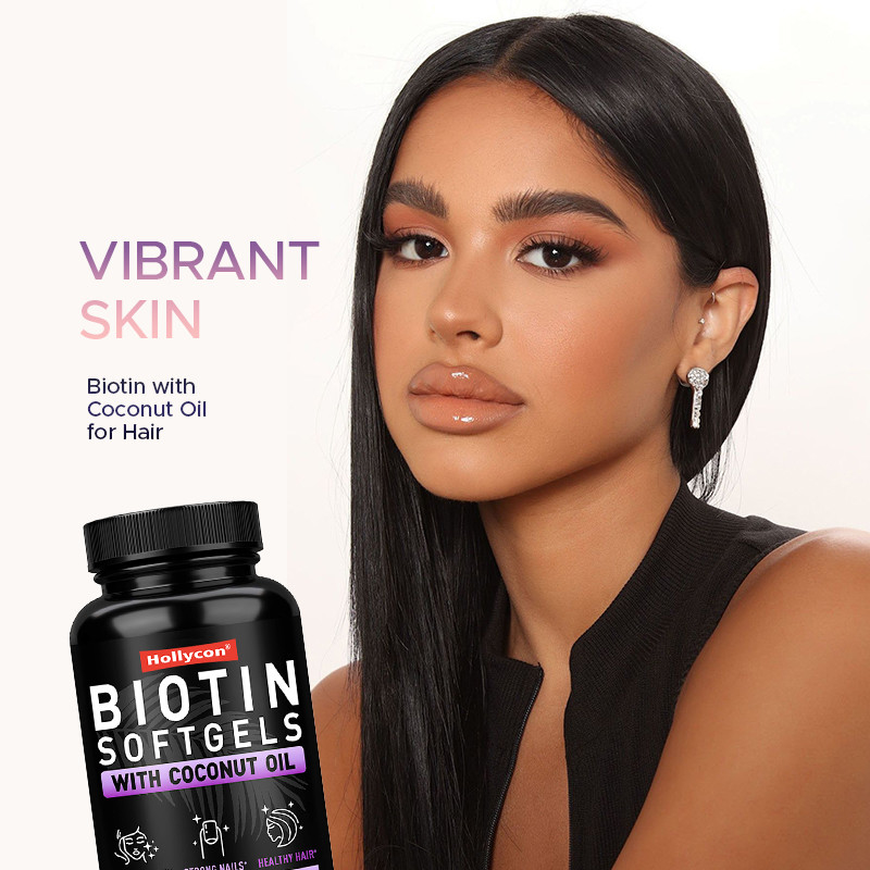 OEM Biotina Softgels para uñas fuertes Biotina con aceite de coco para el cabello Biotina Softgels