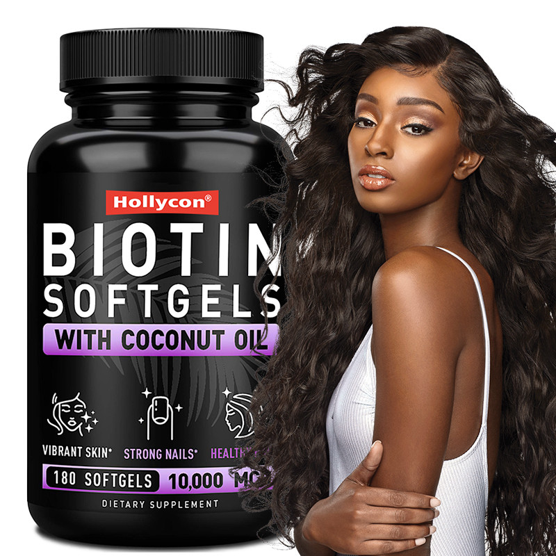 OEM Biotina Softgels para uñas fuertes Biotina con aceite de coco para el cabello Biotina Softgels