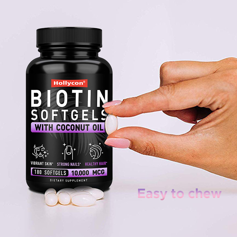 OEM Biotina Softgels para uñas fuertes Biotina con aceite de coco para el cabello Biotina Softgels