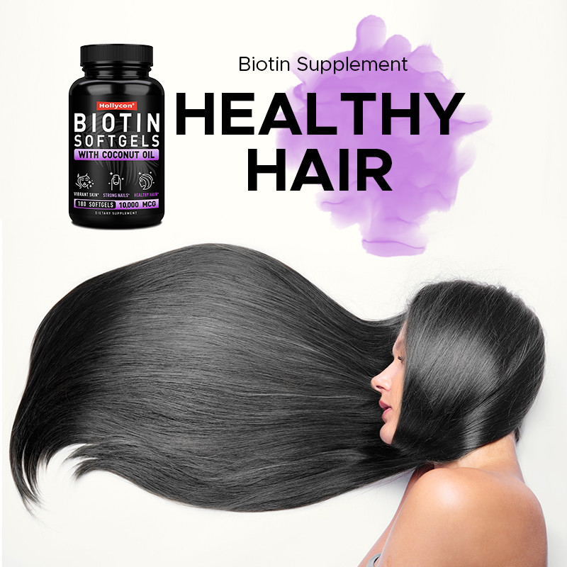 OEM Biotina Softgels para uñas fuertes Biotina con aceite de coco para el cabello Biotina Softgels