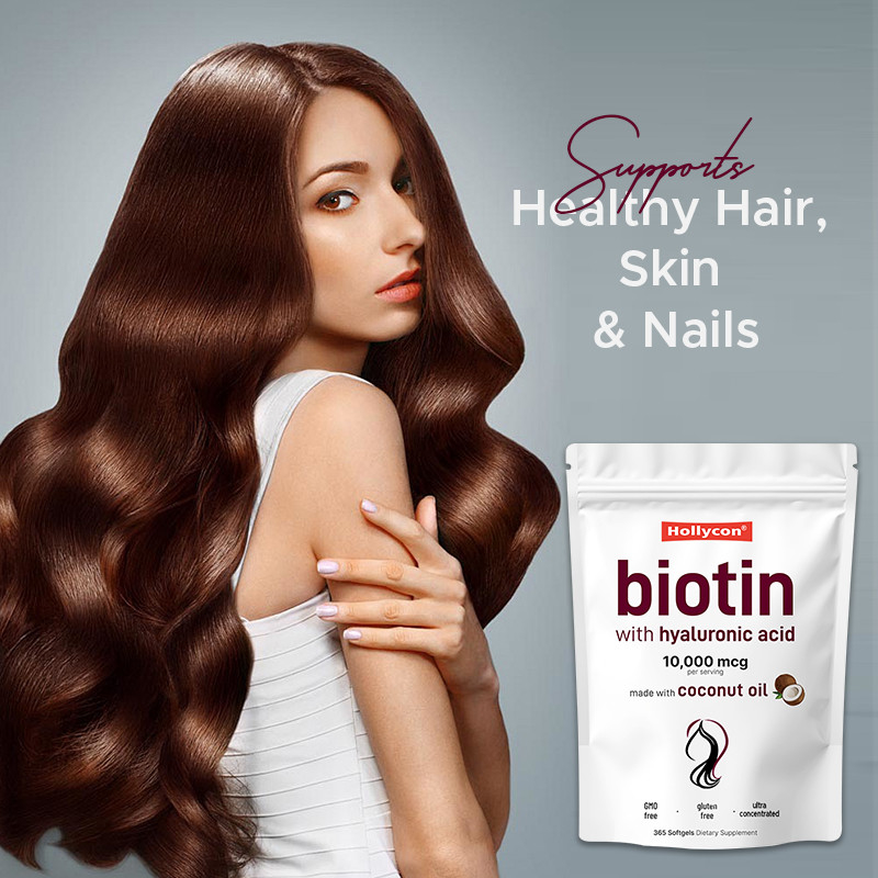 Suplemento de biotina 10.000 mcg Biotina Softgels para el cabello y la piel saludables Biotina Softgels
