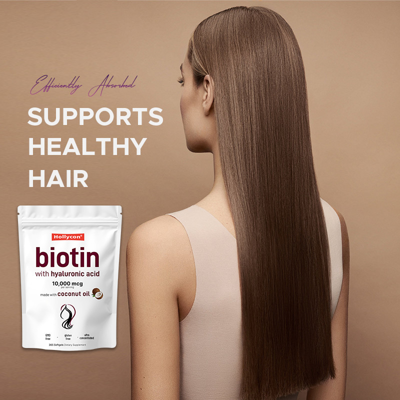 Suplemento de biotina 10.000 mcg Biotina Softgels para el cabello y la piel saludables Biotina Softgels