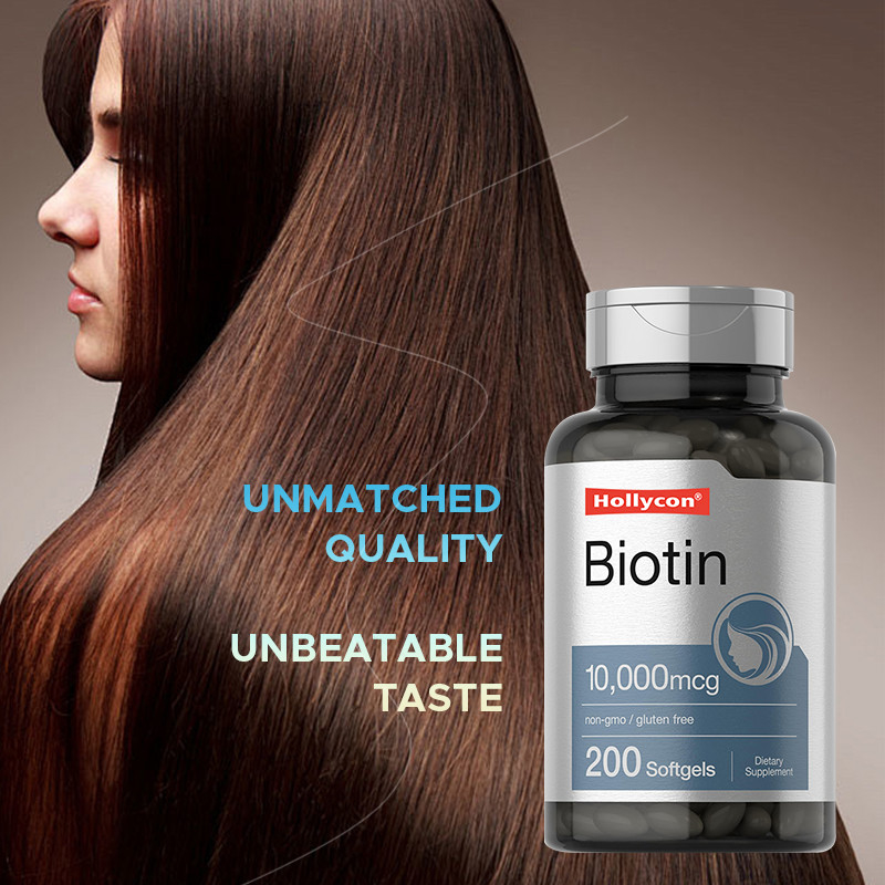 Suplemento de biotina para la salud del cabello 10.000 mcg Biotina Softgels para la salud del cabello y las uñas